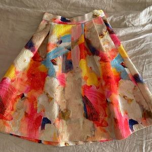 H&M Watercolor Paint Skirt Midi Quilted.